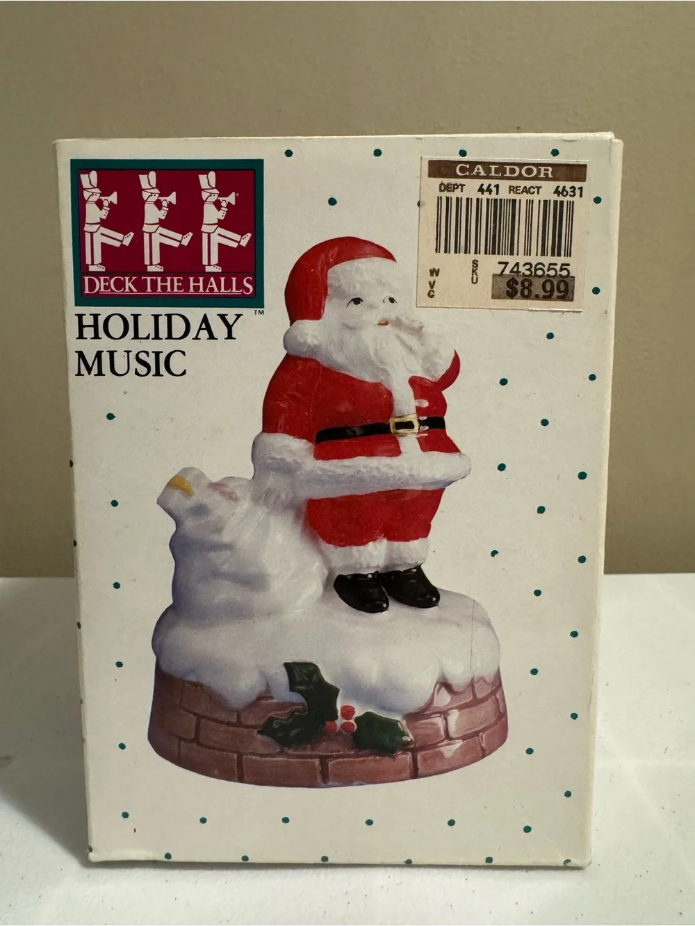 Vintage Christmas Santa Music Playing Ceramic Tabletop Decor